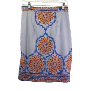PLENTY BY TRACY REESE Women's Size 8 Gray, Blue, Orange Floral Pencil Skirt
